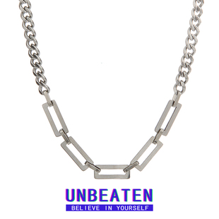 UNBEATEN钛钢拼接卫衣项链男女ins嘻哈小众设计高级感锁骨链配饰