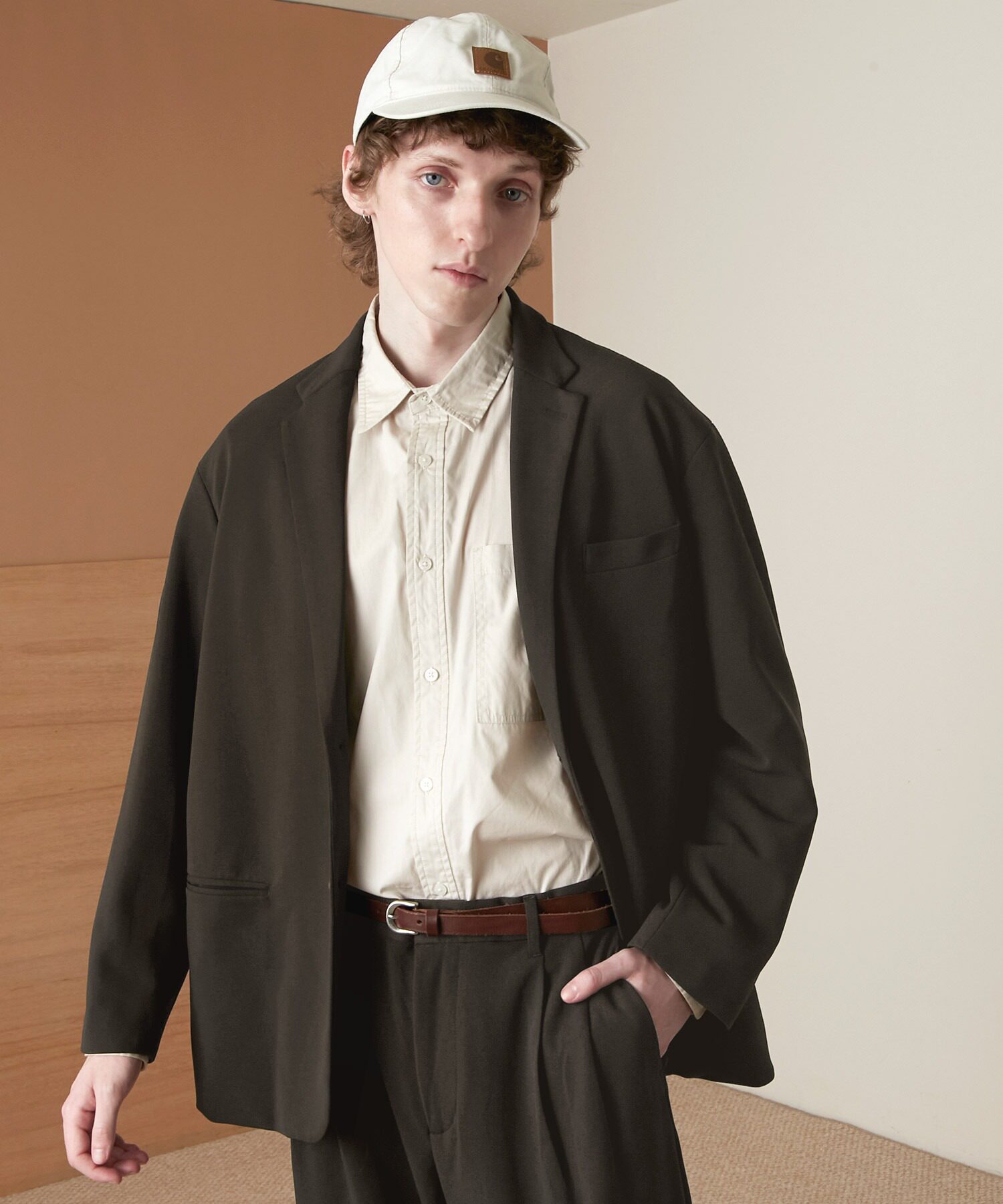 春季日系复古休闲西装外套港风男款西服宽松廓形西便装city boy潮