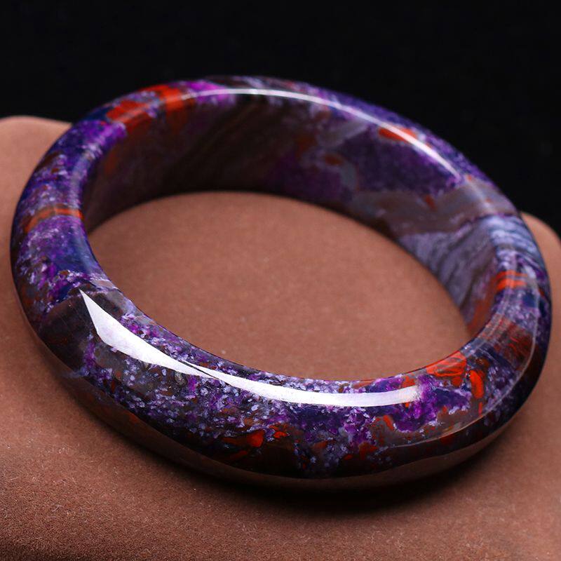收藏极品老料樱花紫舒俱来手镯 内径59mm