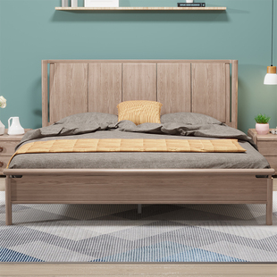 纯实木床工厂直销 1.8米1.5双人原木大床 简约现代卧室白蜡木家具