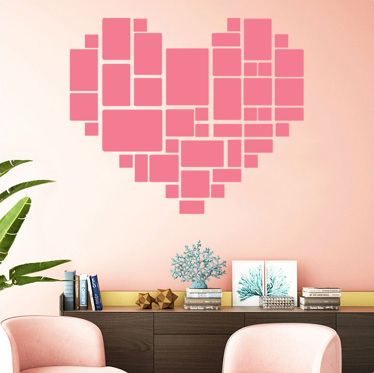 北欧创意爱心粉红墙贴毛毡留言板照片墙幼儿园作品软木板展示板家