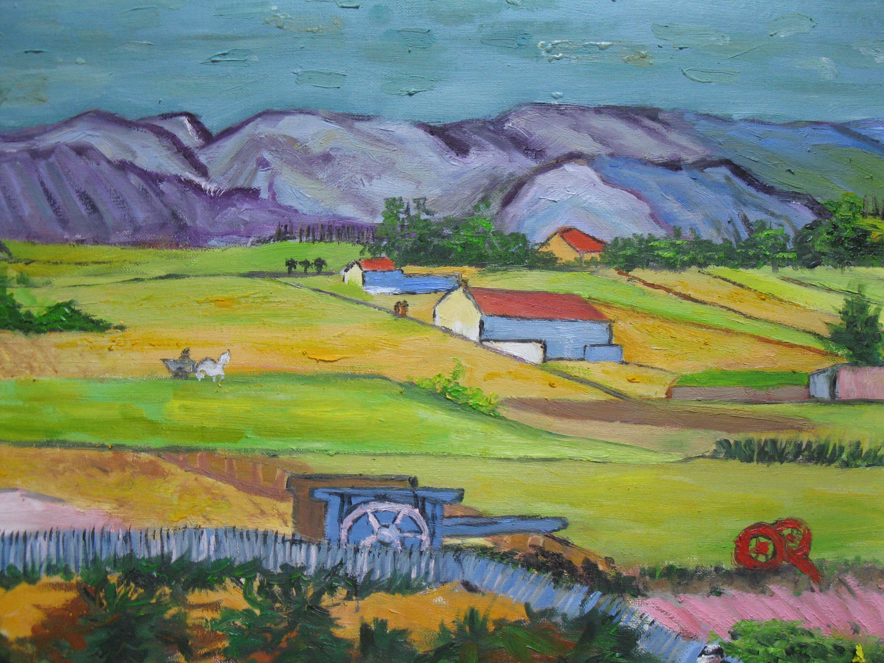 职业画家|刘鑫宇临摹梵高《田园景色》|布面油画