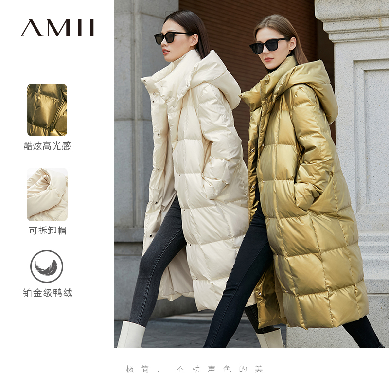 Amii加厚羽绒服女过膝长款冬季2