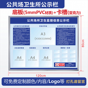 公共场所卫生监督信息公示栏餐饮服务食品安全公示牌安全信息通用牌经营许可营业执照健康等级框公示管理制度