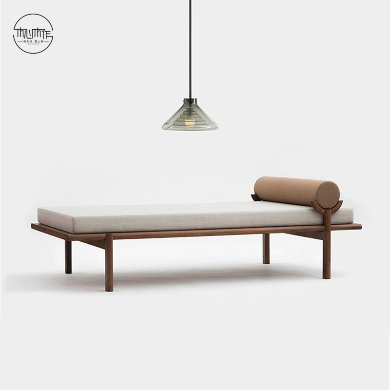 黑胡桃木床榻主卧床尾沙发凳床前凳床尾榻新中式卧室美人榻贵妃榻