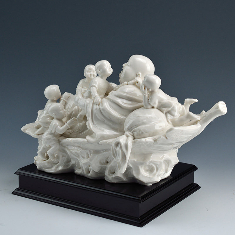 德化瓷雕工艺代表性传承人 省级工艺大师柯国镇作品 五子戏佛