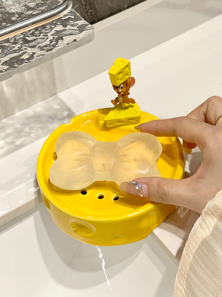 伽亿奶油风创意奶酪洗脸台上肥皂盒家用高档免打孔沥水香皂盒摆件