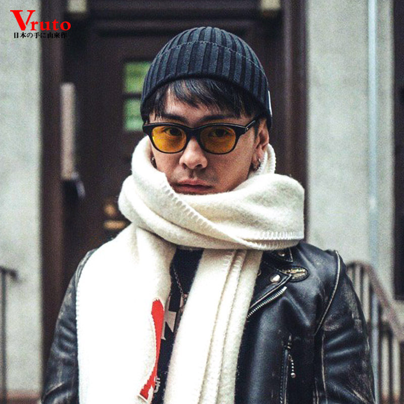 日系眼镜框男黑框近视眼镜架黄色护眼蝌蚪博主同款白山眼镜1975