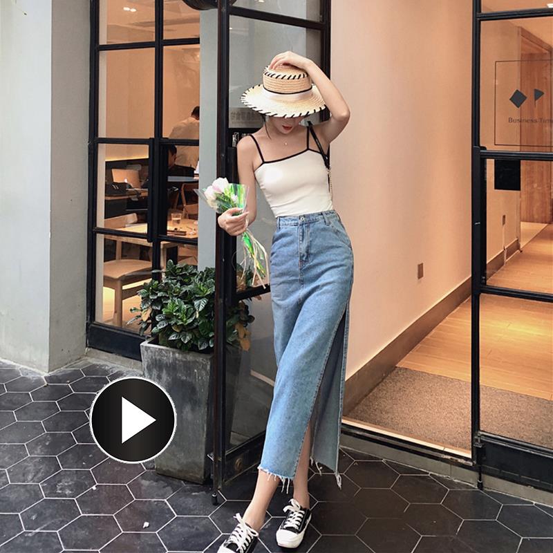 2019流行裙子夏高腰侧开叉半身长裙女中长款直筒牛仔裙包臀一步裙在类目 女装/女士精品, 半身裙中 - 来自Buy2taobao.com提供专业的淘宝代购服务