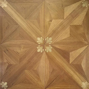 多层实木金属镶嵌铜/不锈钢镶嵌黑胡桃/柚木巴洛克拼花木地板