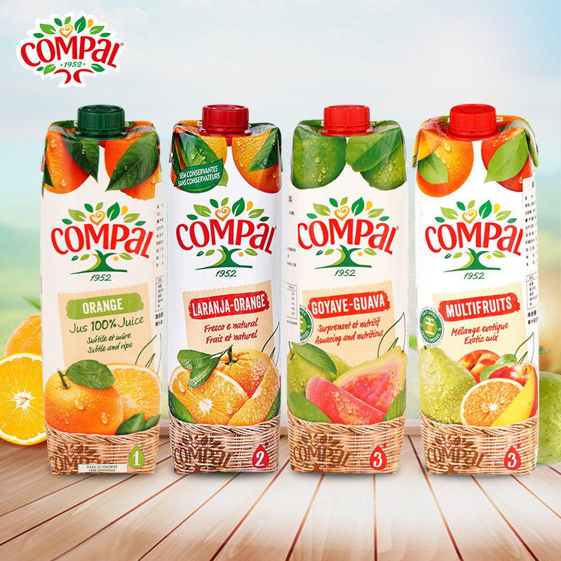 进口compal康派水果混合果汁大瓶1l*6瓶装休闲聚会出游果汁大瓶装-mc