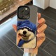 韩系趣味恶搞蓝帽子萨摩狗狗手机壳适用于苹果15promax创意iphone15新款15pro女14个性14pro黑边防摔软保护套