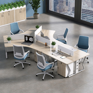 职员办公桌三六多人工位桌子办公室创意员工简约现代异形桌椅组合