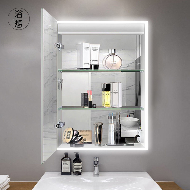 大浴室镜柜定制led发光镜箱智能带插座吊柜亚克力挂墙式镜面柜子
