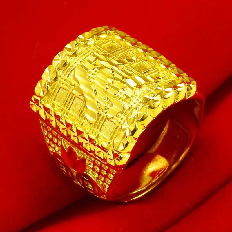 一折黄金戒指男士男款正品纯金