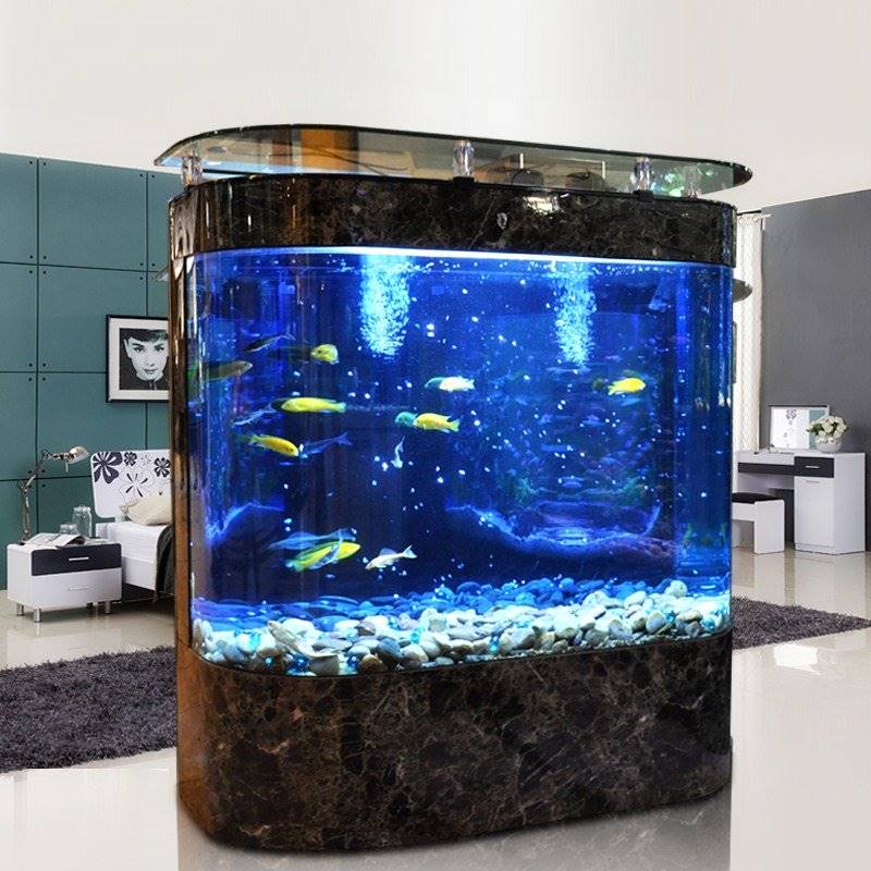 圆形鱼缸水族箱中型1.2米客厅家用免换水生态玻璃造景大型金鱼缸