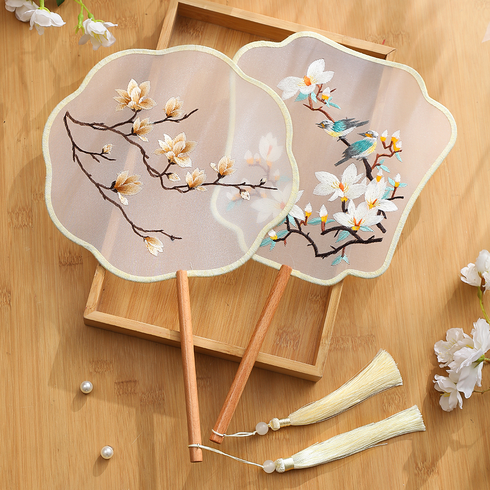 92刺绣团扇绣花苏绣古风女舞蹈双面汉服绣团扇儿童刺绣扇子夏天