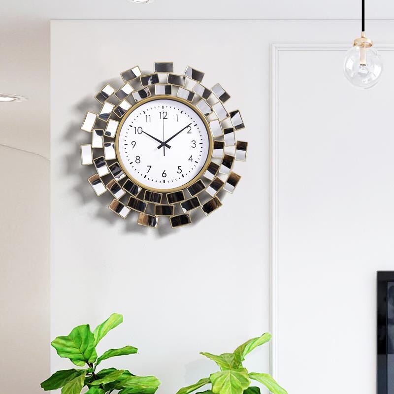 北欧网红镜面挂钟简约ins挂墙时钟客厅墙上挂表家用轻奢墙壁钟表