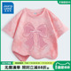 真维斯童装女童t恤短袖儿童夏季纯棉半袖上衣中大童粉色扎染夏装