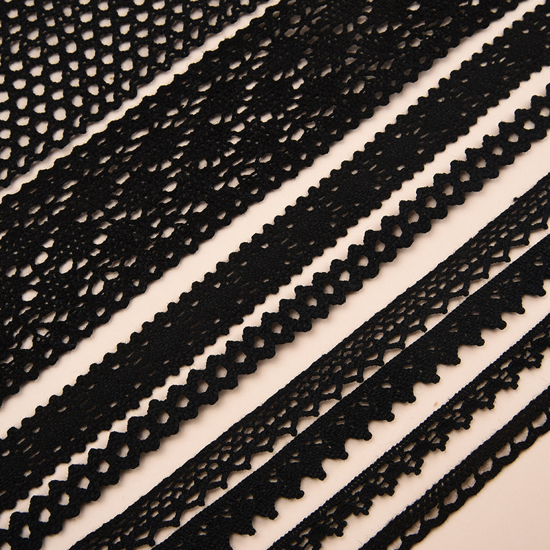 镂空棉花边服装辅料黑色全棉手工diy装饰窗帘沙发布料蕾丝边布艺