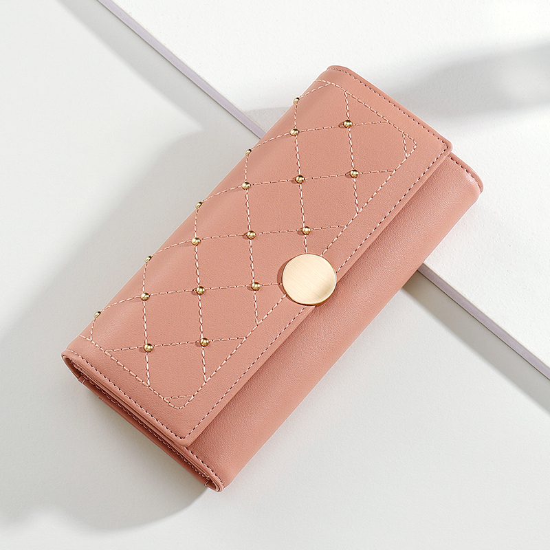 女士钱包2021新款时尚铆钉网红手包钱包小众设计简约大容量钱包女