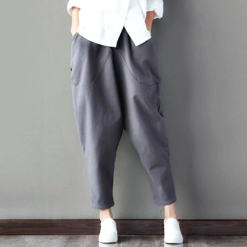 Produced radish Large Cotton and hemp Ninth pants Haren pants literature new pattern Large Broad legin the Women's clothing/Boutique , Pants , Casual pants category - from Buy2taobao.com to provide professional Taobao agent buy service