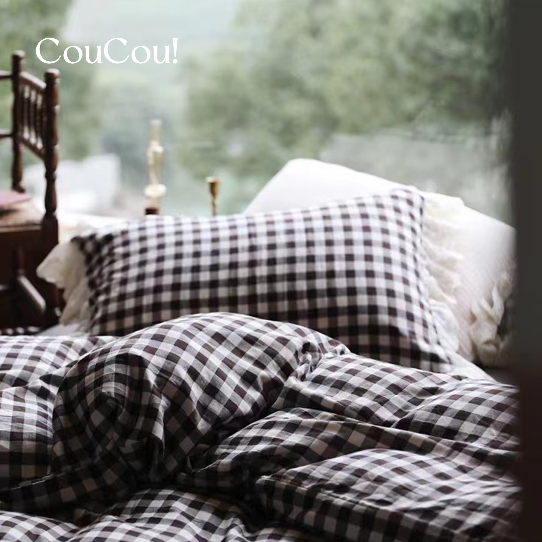 「CouCou Bedding」夏季四件套全棉套件法式复古少女格子床上用品