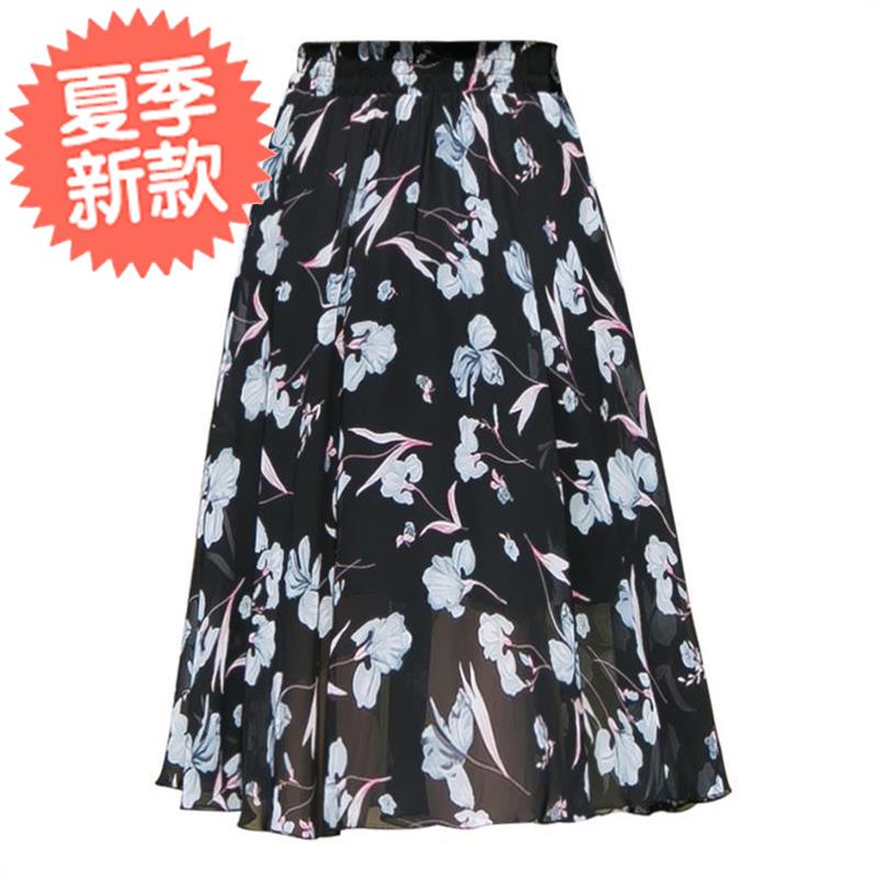 雪纺半身裙女中长款A字K裙碎花中裙沙滩百褶裙春夏松紧高腰大摆裙|ruв категории Женская одежда, юбка - от Buy2taobao.com для оказания профессиональной услуги покупки агента Taobao