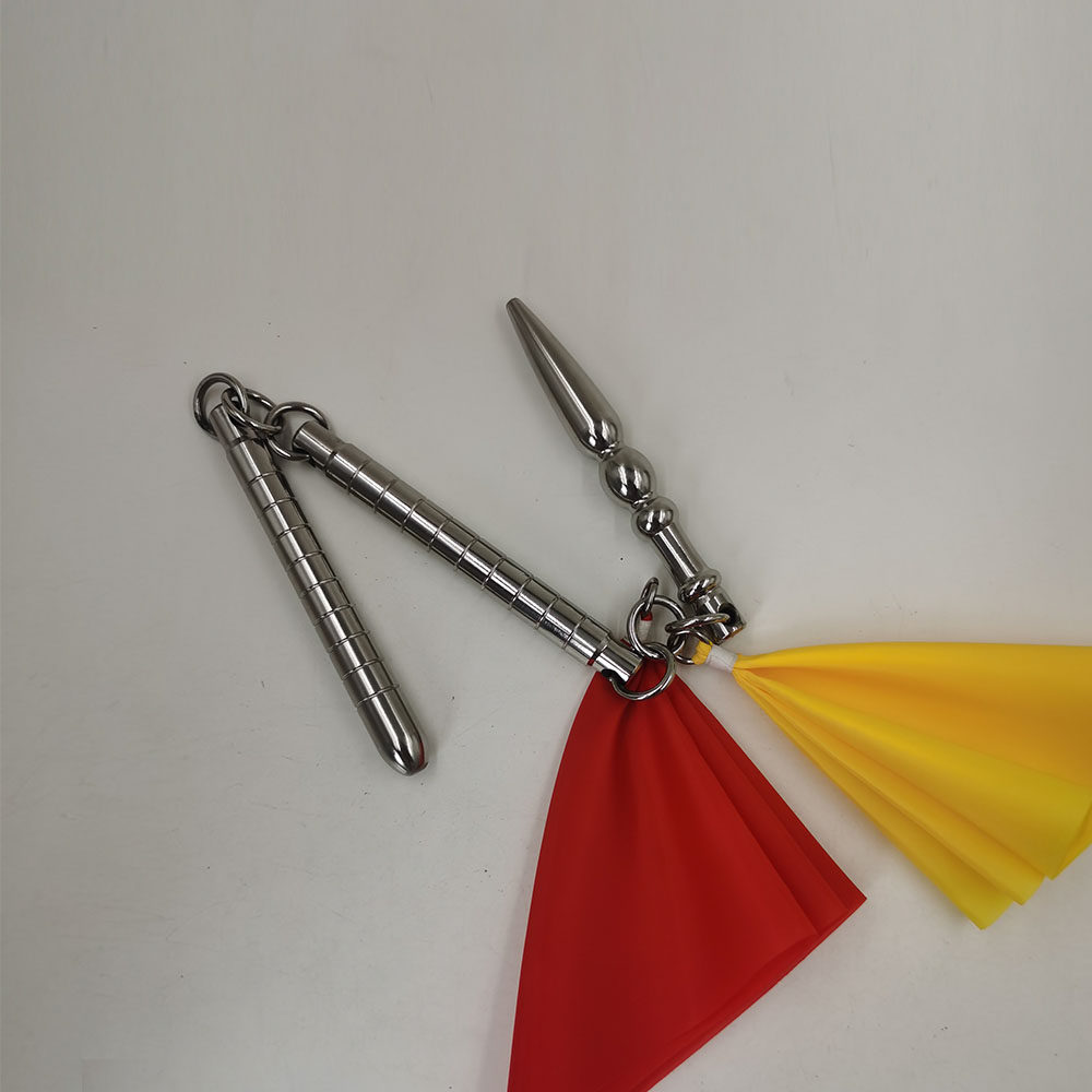 传统武术袖鞭 全不锈钢材质 防身鞭实战鞭 重1.4斤长52cm 送彩布