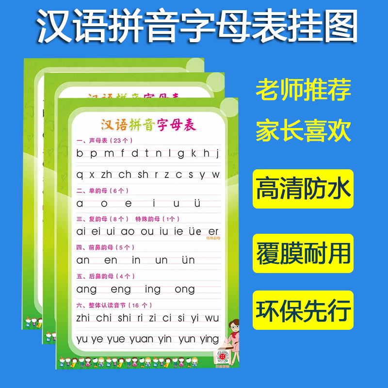 一年级语文汉语拼音字母表墙贴声母韵母墙贴前鼻音后鼻音海报挂图