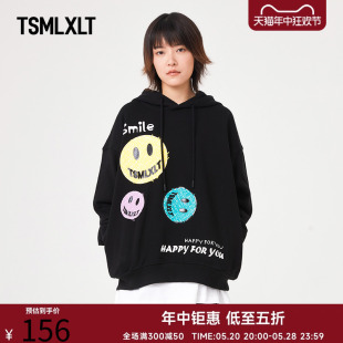 TSMLXLT【TT笑脸系列】连帽长袖印花卫衣宽松阔版潮牌情侣男女款