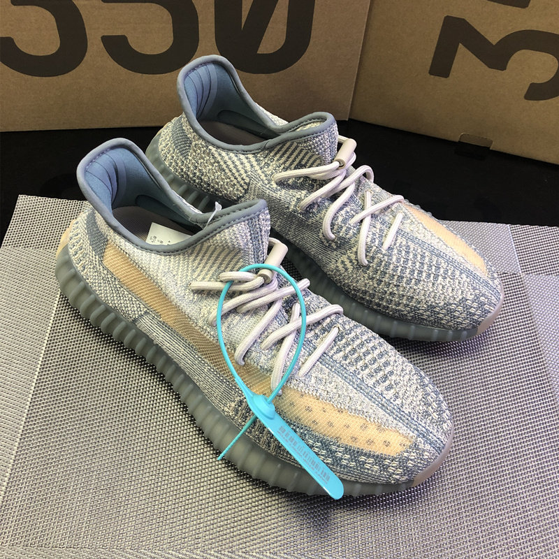 yezi yeezy椰子鞋女350灰蓝满天星正品官网三杠运动女鞋子