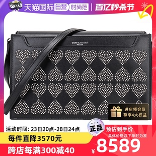 【自营】中古99新未使用圣罗兰女士牛皮铆钉装饰单肩斜挎包