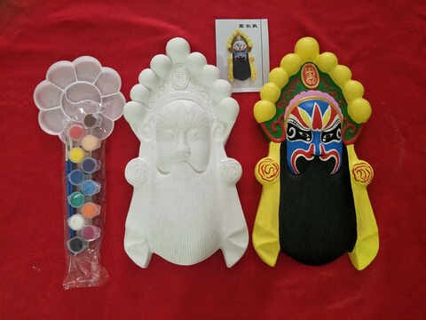 diy面具白坯摆件绘画儿童纸浆套装京剧脸谱手工脸谱