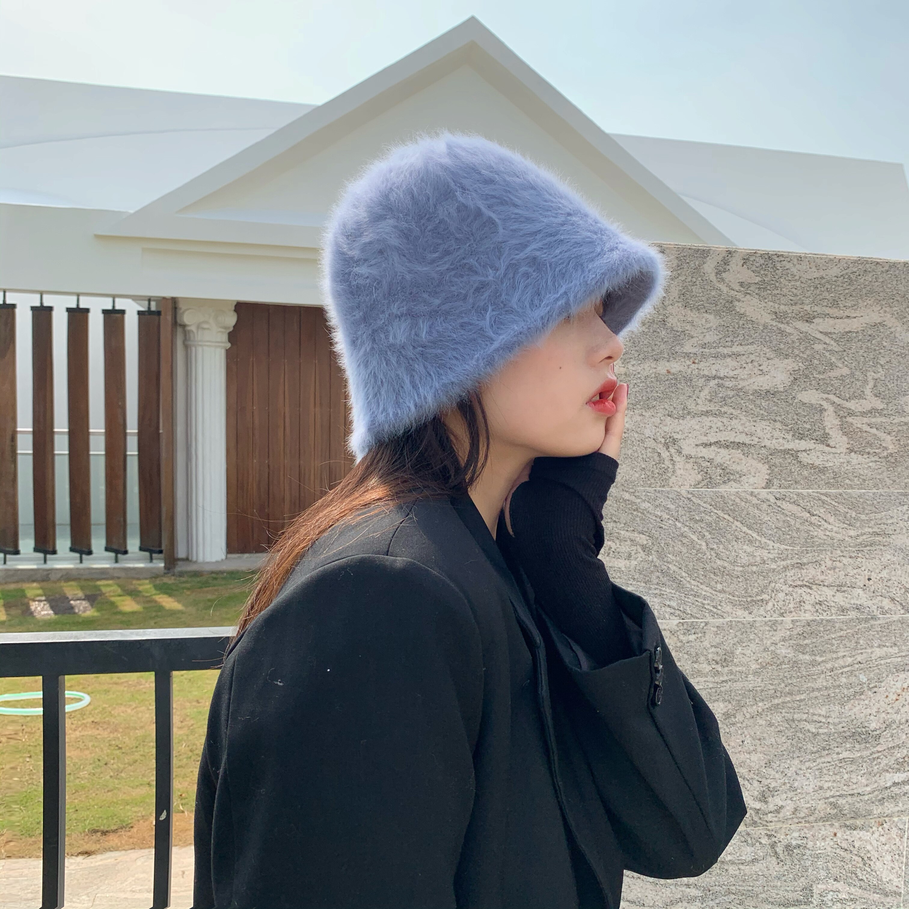 黑色水桶帽渔夫帽女春夏季防晒遮阳帽子遮脸春秋日系早春盆帽薄款