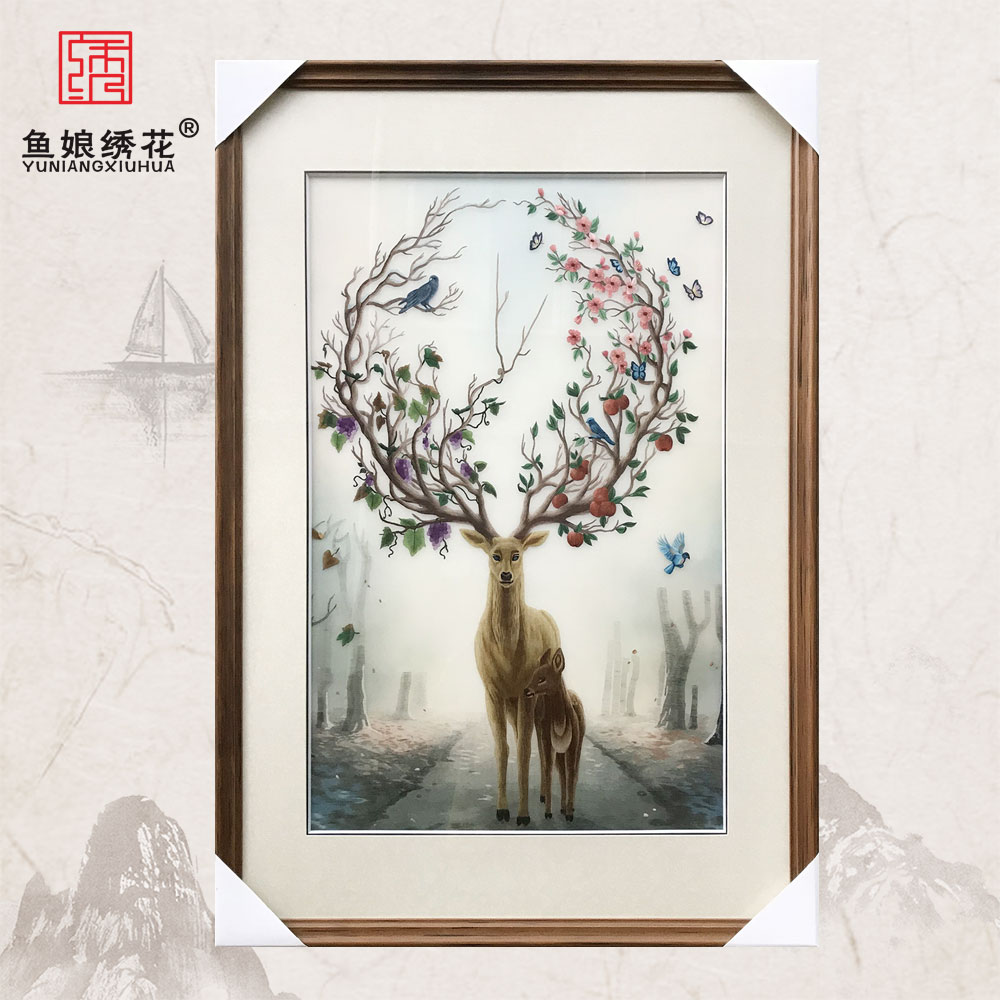 魚娘繡花手工精品4絲線蘇繡刺繡鹿壹路向前 書房客廳玄關裝飾挂畫在類目 特色手工藝, 地區民間特色手工藝, 刺繡中 - 來自Buy2taobao.com提供專業的淘寶代購服務