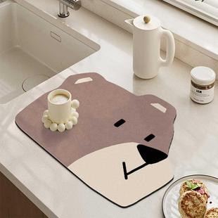 厨房垫餐桌垫硅藻泥杯垫动物卡通咖啡机速干吸水垫台面隔热垫