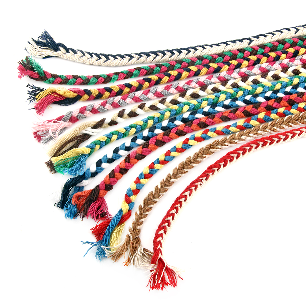 爆款系列三色辫子棉绳 7毫米粗民族风格装饰绳 7mm辫子花边棉绳