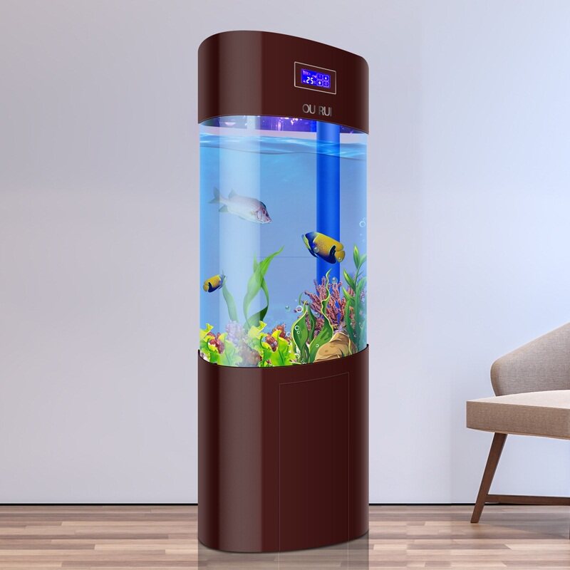 水族箱椭圆形免换水欧式立式家用客厅亚克力落地中小型创意鱼缸