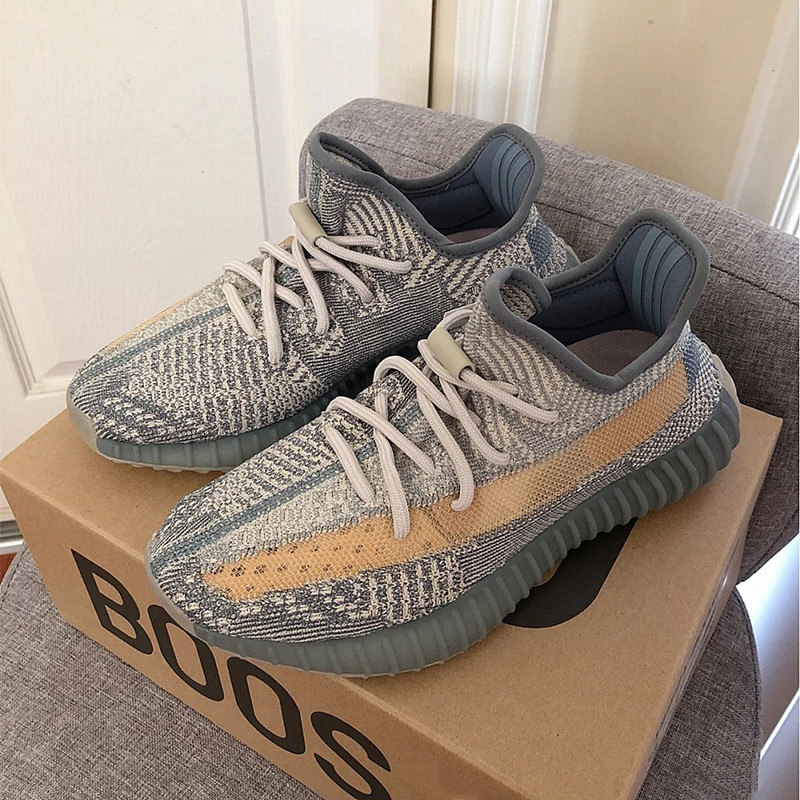 yezi yeezy椰子鞋女350灰蓝脏橙满天星正品官网黑天使灰橙过毒版