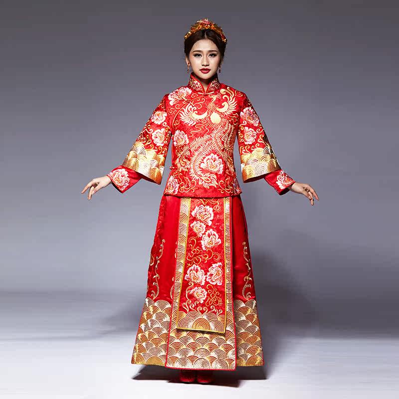 秀禾服新娘礼服 冬季 加厚 保暖_保暖唐装秋冬秀禾服新娘服敬酒服中国
