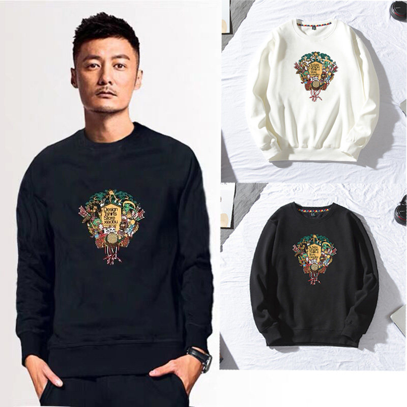 香港it潮牌余文乐同款卫衣男圆领宽松秋冬休闲加绒上衣青少年潮流