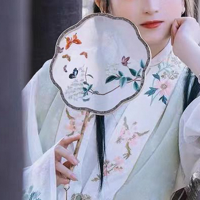 古风扇子苏绣宫扇手工双面绣旗袍圆扇绣真丝刺绣宫廷女舞汉服团扇