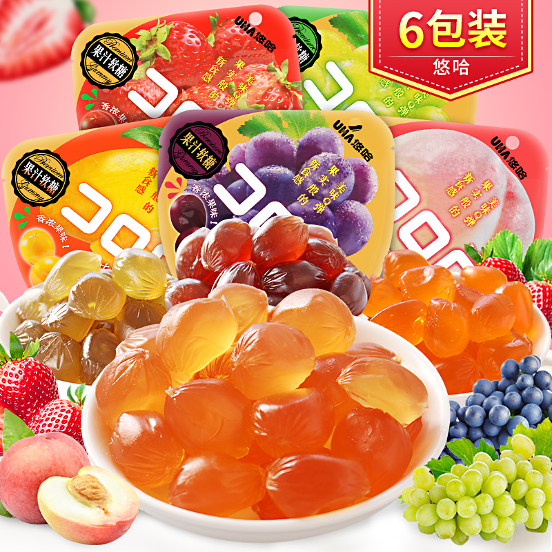 uha悠哈果汁软糖52g*6包 COO酷露露爆浆味觉糖橡皮糖网红零食品|ruв категории закуски/орехи/специальность, конфеты/желе/пудинг, конфеты - от Buy2taobao.com для оказания профессиональной услуги покупки агента Taobao