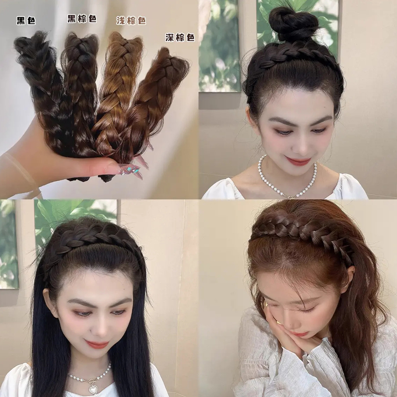 麻花辫发箍女仿真编发假发辫子发卡鱼骨辫头箍网红头饰高颅顶神器