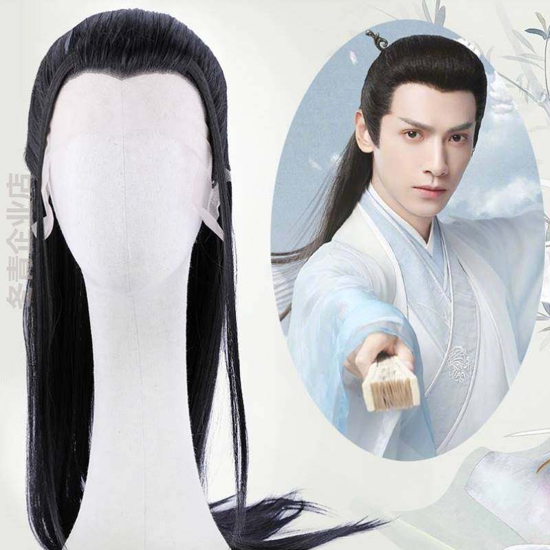演戏剧古代古装汉服头发假发男士cos古风唐男子整顶长发全头套款