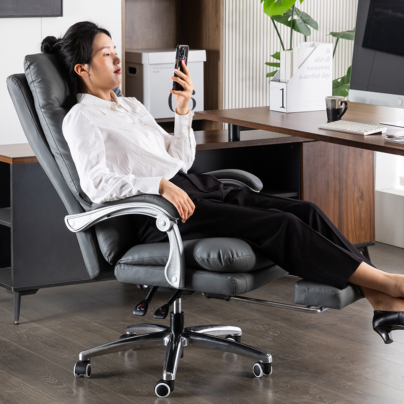 电脑椅家用真皮老板椅办公室沙发椅可躺按摩座椅舒适久坐办公椅子