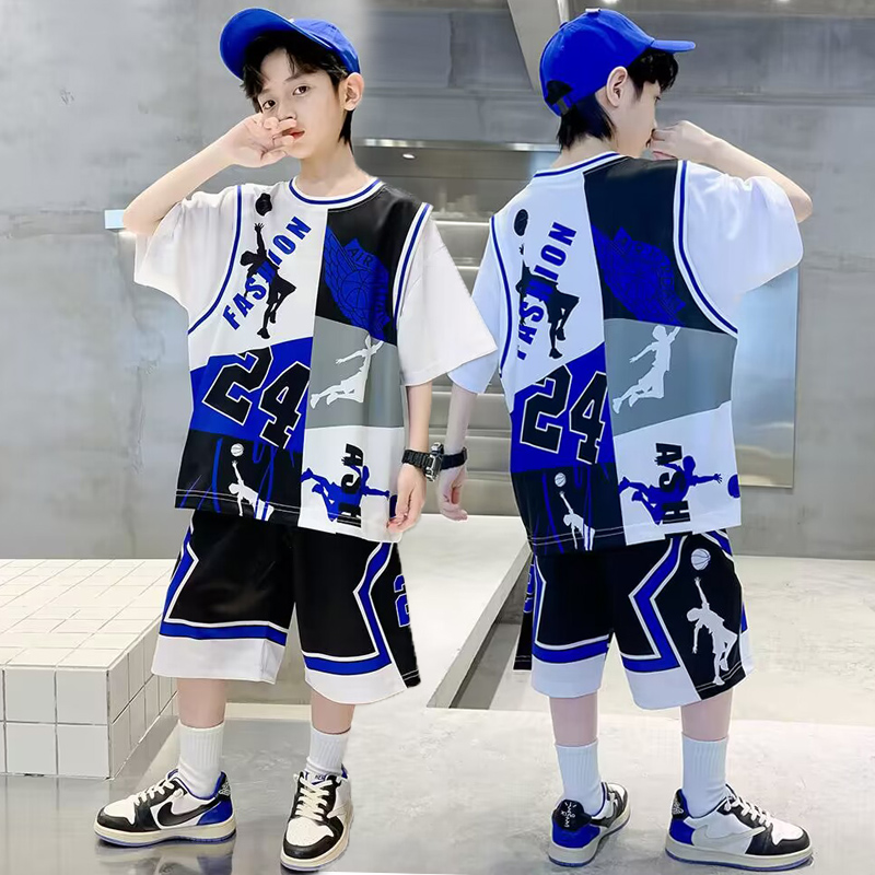 韩国男童夏装套装新款运动速干篮球服中大儿童夏季男孩酷帅时髦潮