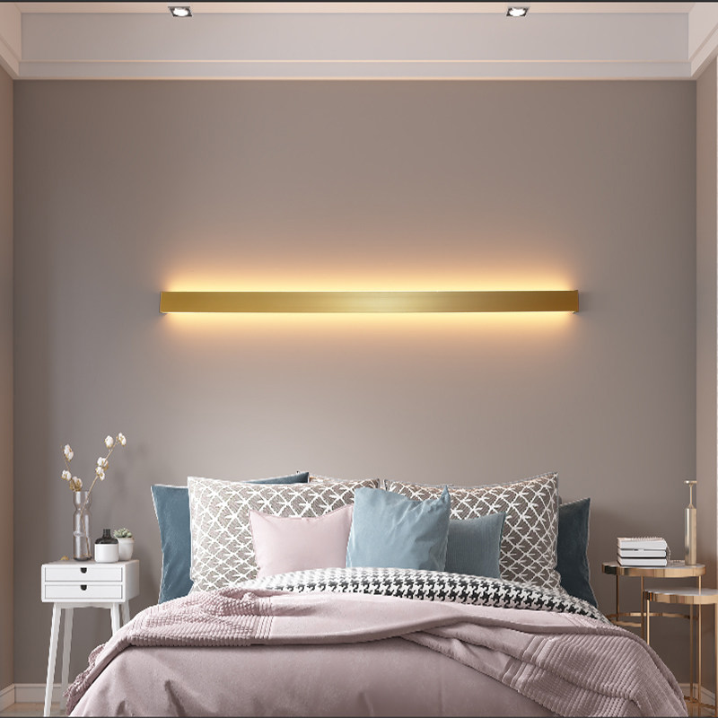 极简金色壁灯线性长条灯北欧简约客厅沙发背景墙轻奢卧室床头灯饰