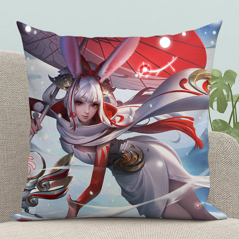 王者荣耀黄忠公孙离抱枕花间舞祈雪灵祝双面印图来图定制靠垫